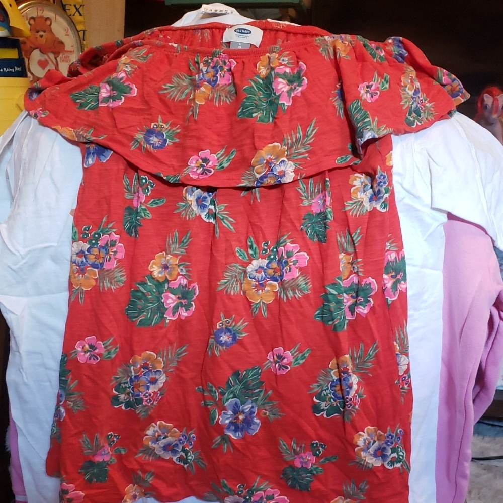 Old Navy Red Floral Tank Top